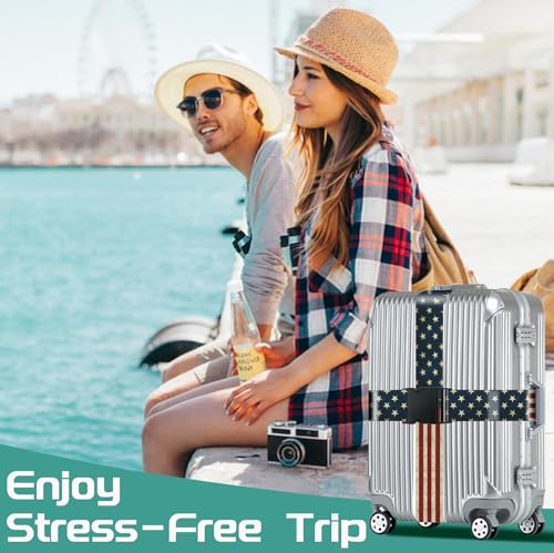 Luggage Straps for Suitcases Travel Belt Accessories Luggage Connector Identifiers Over Handle with Buckle Unique Nylon Adjustable Strap for Sleeping Bag Car Seat Flag (2 Count)
