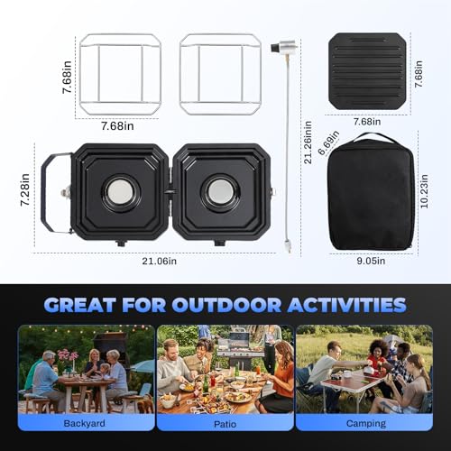 Adjustable 2 Burner Portable Stove with 16000 BTU