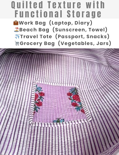 100% Cotton Quilted Tote Bag For Women