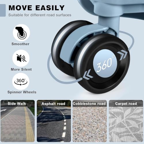 Luggage PC+ABS Aluminum Frame Zipperless Checked Luggage Hard Shell Suitcase TSA Lock Double Spinner Wheels 24 Inch Haze Blue
