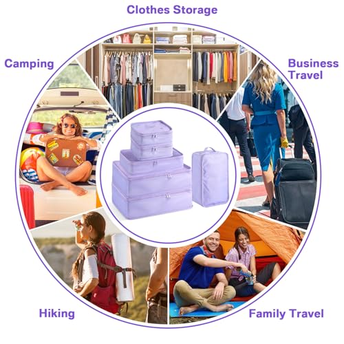 2 Packs 6 Set Travel Packing Cubes Luggage Organizer Set Lightweight Suitcase with Shoe Bag for Clothes Toiletries (2 Count)