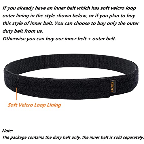 Duty Belt w Hook Lining 4 Keepers Police Law Enforcement Correctional Officer Security 2" Black Nylon Outer Belt L