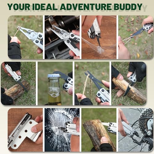 20-in-1 Multitool Pliers with Window Breaker, Stainless Steel