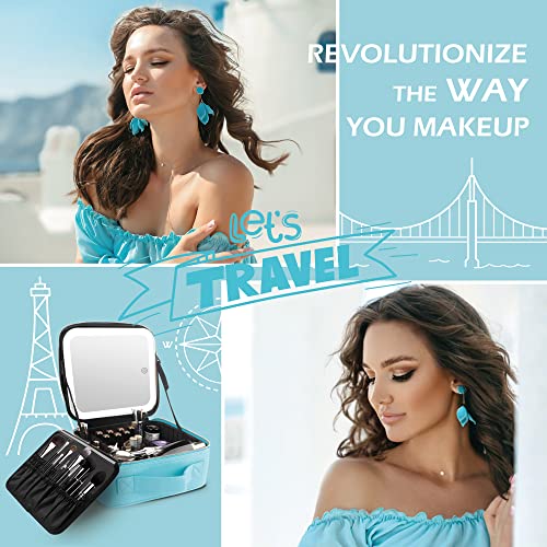 Travel Makeup Bag Cosmetic Bag Makeup Organizer Bag with Lighted Mirror