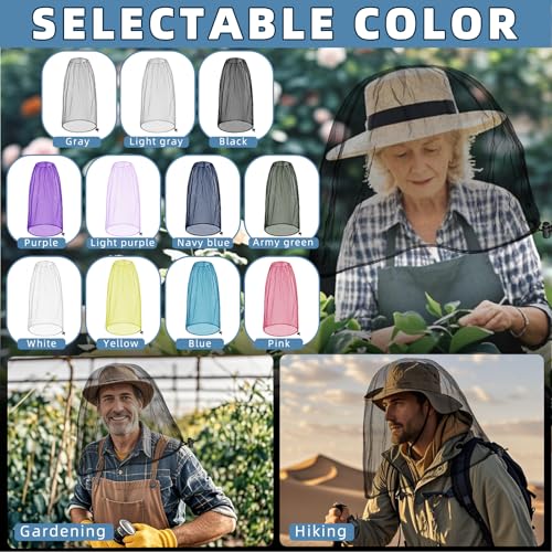 Oversized Mosquito Net 42 x 25 Inches Ultra Large Mosquito Head Net Face Neck Fly Mesh Netting Fits All Hats for Outdoor Camping Hiking Fishing Gardening Safari (2 Count)