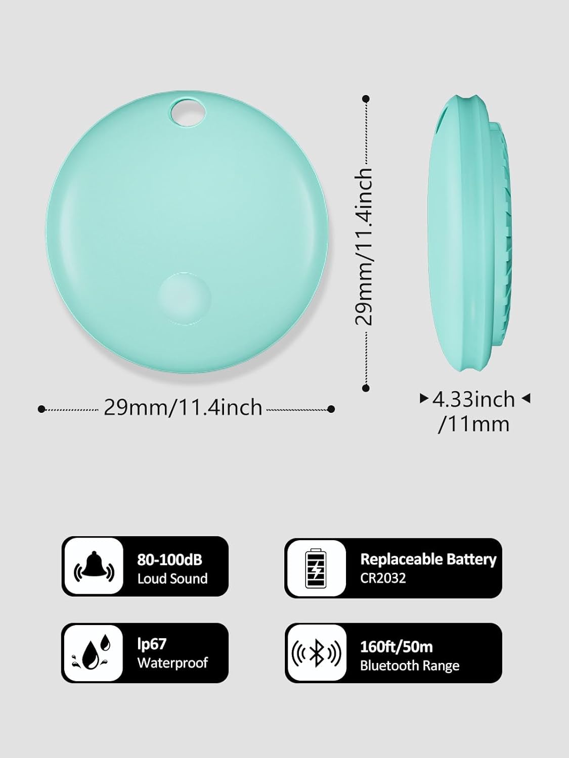 Tracker Tags, Item Finder Work with Apple Find My (iOS Only), Tracking Device Locator Smart Tag for Luggage, Keys, Wallet, Bike, Pets, Bags (Blue, 1 Pack)