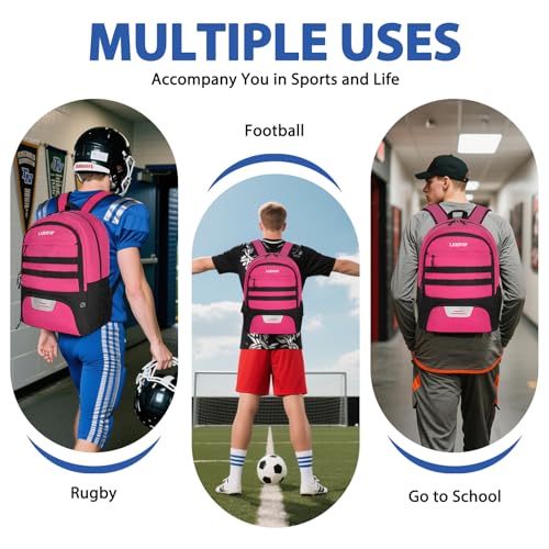 Soccer Backpack Bag with Ball Holder Ventilated Shoe Compartment Large Capacity Sports Gear Bag for Basketball Volleyball Gym