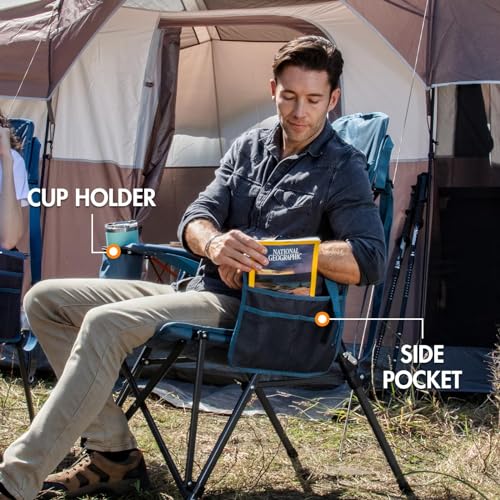 Camping Chair with Lumbar Support for Adults Folding Portable High Back Oversized