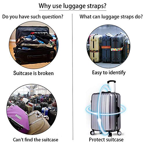 Adjustable Travel Luggage Strap Suitcase Belt Travel Bag Accessories 1.96 in W x 6.4 ft L (4 Count)