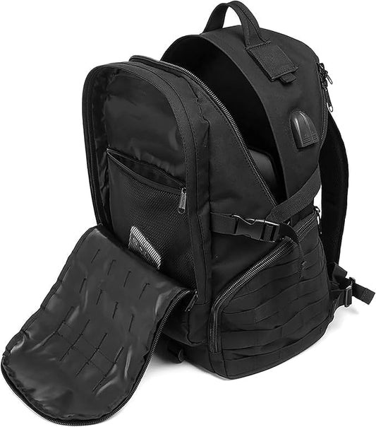 K-Cliffs Tactical Range Duffel Heavy Duty Travel Bag Quality Sport Gear Gym Tote Molle Lockable With US Patch (33" Duffel + Backpack)