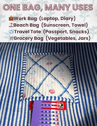 100% Cotton Quilted Tote Bag For Women