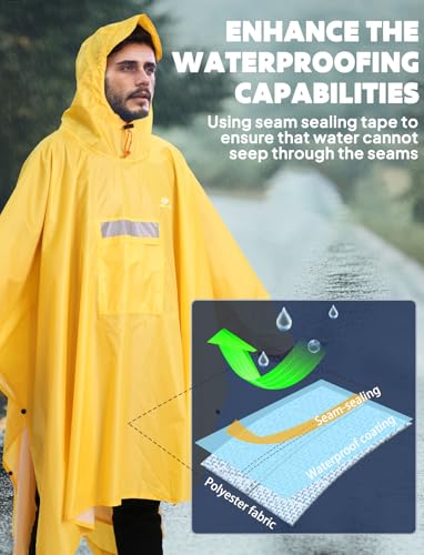 Hooded Rain Poncho for Adult Waterproof Lightweight Raincoat