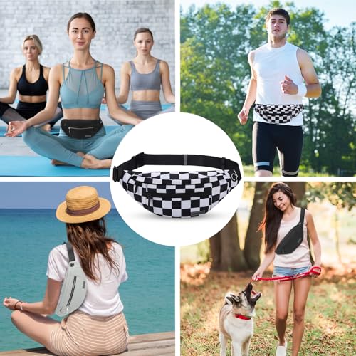 Large Checkered Fanny Pack Crossbody Belt Bag for Shopping Traveling