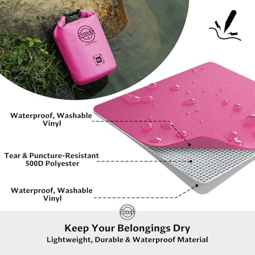5/10/25/30/40L Waterproof Dry Bag, Small Lightweight Roll Top Dry Bag Backpack w/Waterproof Phone Case, Kayaking, Travel, Hiking, Fishing, Tubing, Camping, the Beach, Men/Women (Pink)