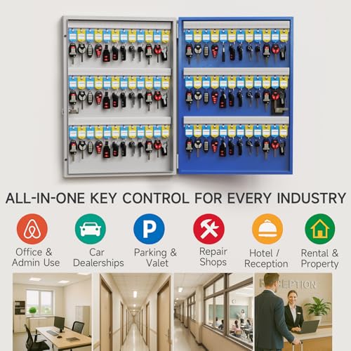 72 Key Lock Box Smart Key Organier Cabinet with Keypad & App for Office (72 Count)