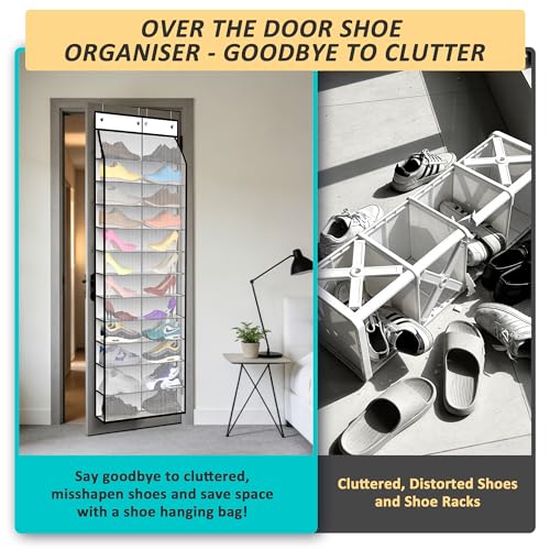 24 Pair Over Door Shoe Organizer for Family & Kids (12 Count)
