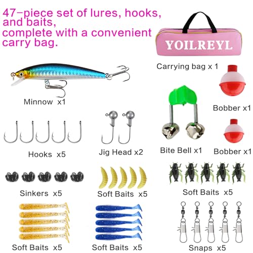2pcs Kids Fishing Rod Portable Telescopic Fishing Rod and Reel Combo Kit with Lure Bait Set Children's Beginner Fishing Rod Set for Boys and Girls
