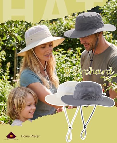 Men's Sun Hat UPF 50+ Wide Brim Bucket Hat Windproof Fishing Hats