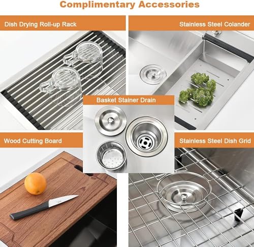 33x19 Drop In Kitchen Sink Stainless Steel Workstation Sink