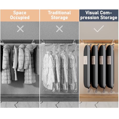 2 Pack 54" Space Saving Garment Bags for Hanging Clothes With Compression Zipper Carry Handles and Window (2 Count)