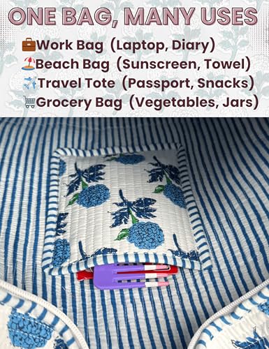 100% Cotton Quilted Tote Bag For Women