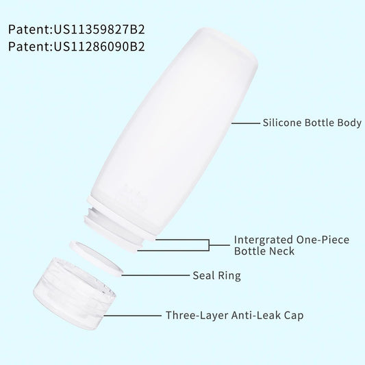 Silicone Travel Bottles for Toiletries TSA Approved Travel Size Containers Set 4 Pack Portable Leak Proof Refillable Cosmetic Squeeze Bottles Shampoo Hair Conditioner Body Lotion Bath Shower Gel