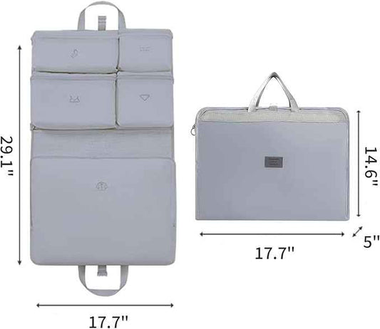 7-in-1 Travel Storage Bag, Foldable Hanging Packing Cube with Compartments for Clothes, Gray