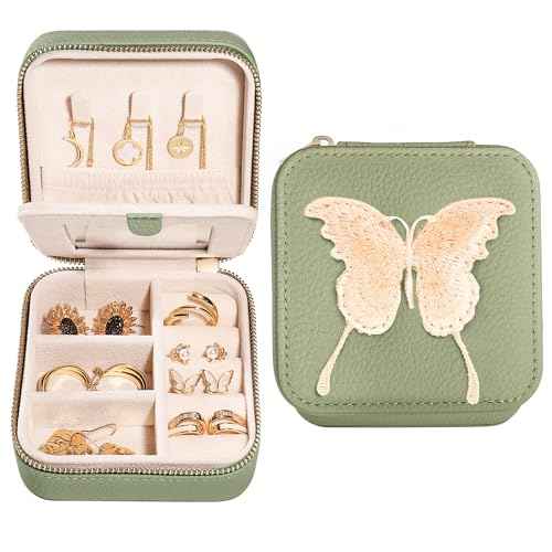 Travel Jewelry Organizer Boxes for Women Small Portable Necklace Earrings Bracelet Rings Travel Case Best Friend Birthday Gifts for Women Trendy