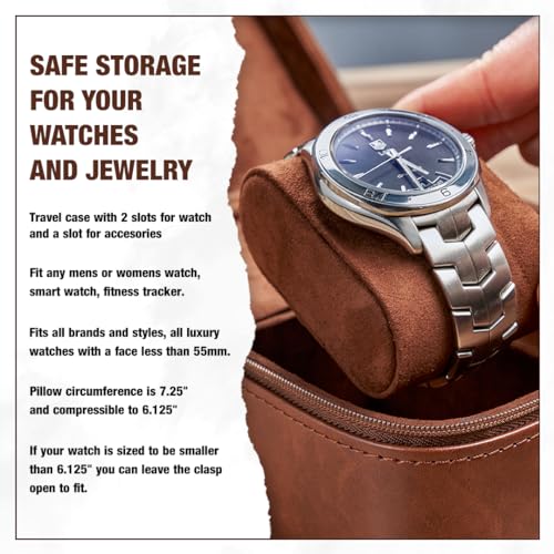 2 Slot Luxury Travel Faux Leather Watch Case. Watch Storage Organizer. Watch Display & Watch Holder. Perfect For Watch Collection. Ready to Gift for Men