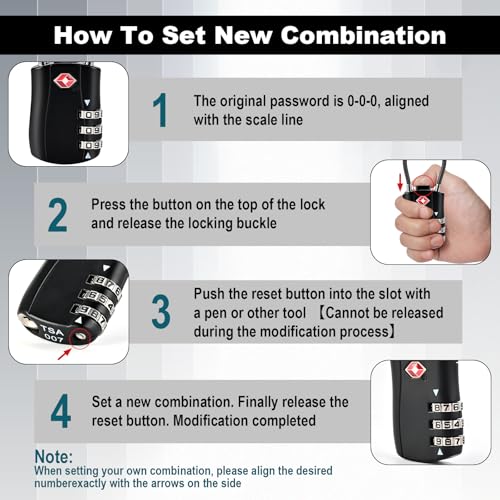 2pcs TSA Approved Luggage Locks with 4pcs Zipper Locks