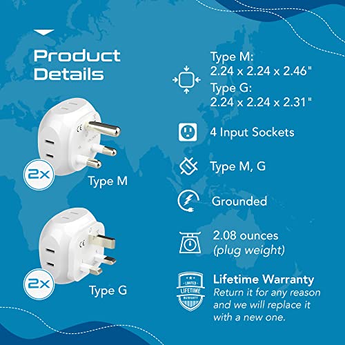 South Africa Travel Plug Adapter Set (4 Count)