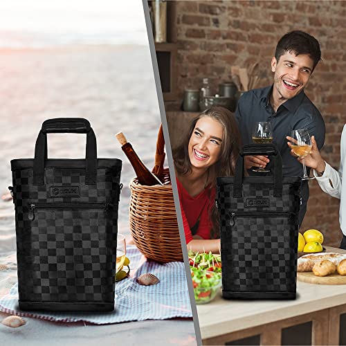 Two Bottle Wine Bag Carrier Insulated Leakproof Wine Tote