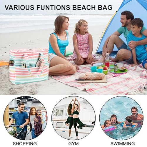 Waterproof Beach Tote Pool Bags for Women Ladies Extra Large Carry On Bag With Wet Compartment for Weekender Travel