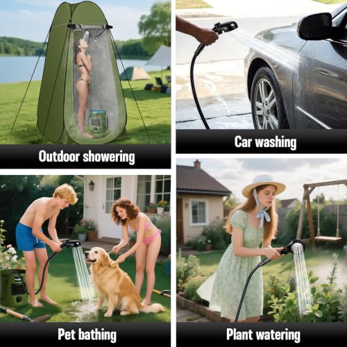 Portable Camping Shower Tent Kit with LED Lights
