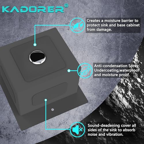 15 x 15 x 9 Inch Black Drop In Kitchen Bar Sink