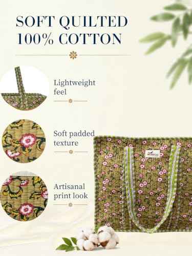 100% Cotton Quilted Tote Bag For Women