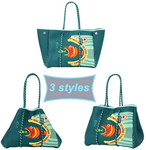 Neoprene Multipurpose Beach Bag Tote with Inner Zipper Pocket