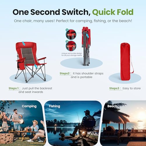 Oversized Outdoor Camping Chairs Support 500 LBS 2 Pack (2 Count)