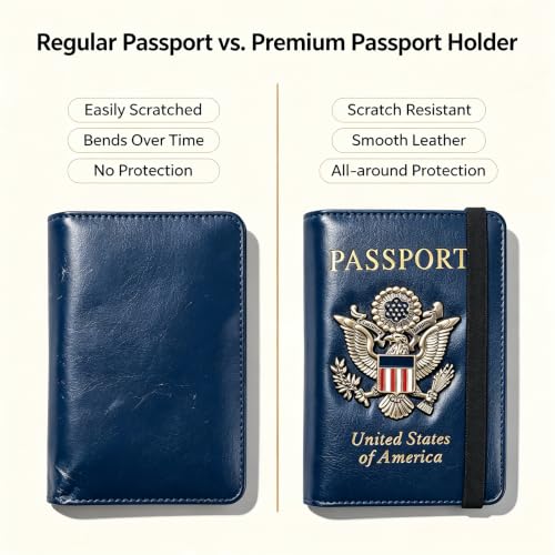 Premium Passport Holder for Travel RFID Blocking Passport Cover Slim