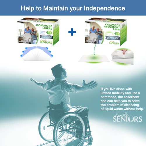 Commode Absorbent Pads for Bedside Commode Liners No Scented (100 Count)