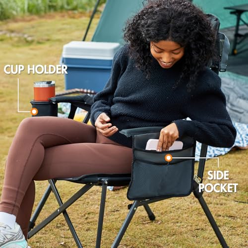 Camping Chair with Lumbar Support for Adults Folding Portable High Back Oversized