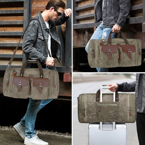Waxed Canvas Duffle Bag for Men
