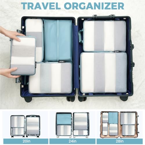 6 Set Ultralight Compression Packing Cubes Packing Organizer for Travel Accessories Luggage Suitcase Backpack (6 Count)