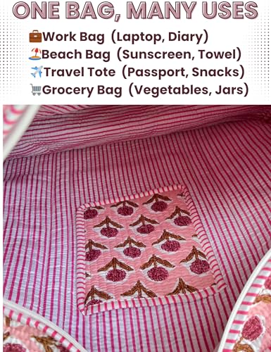 100% Cotton Quilted Tote Bag For Women
