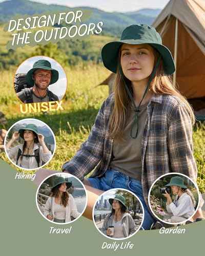 Water Resistant UPF 50+ Sun Bucket Hat Packable Brimmed for Women Men
