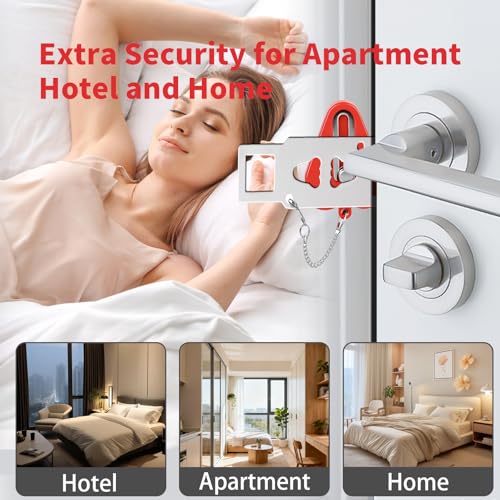 Portable Door Lock & Door Stop Alarm Set (2 Count)
