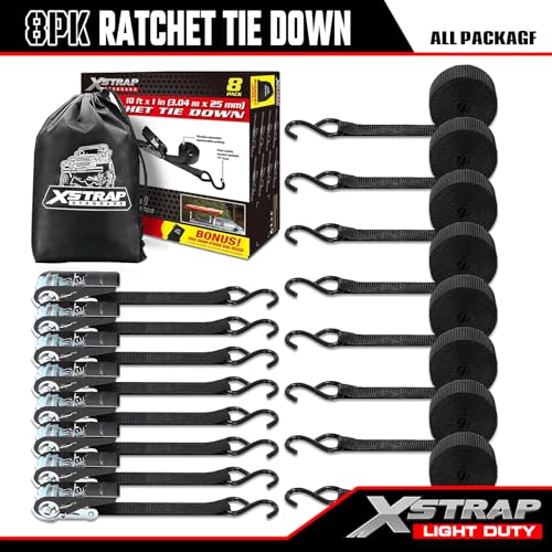 8 PK Ratchet Tie Down Straps (8 Count)