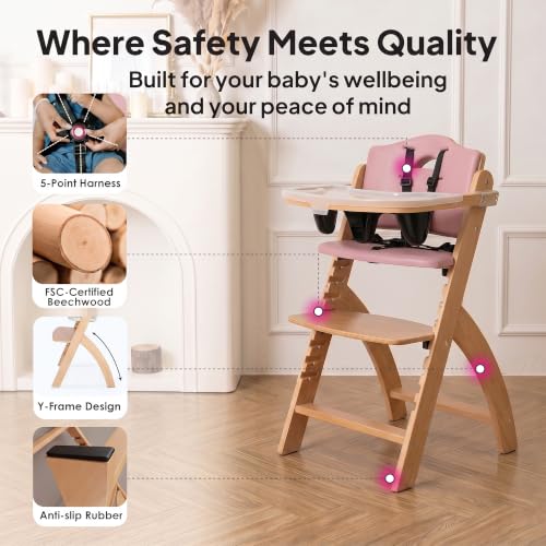 Beyond Junior Convertible Wooden High Chair with Removable Tray