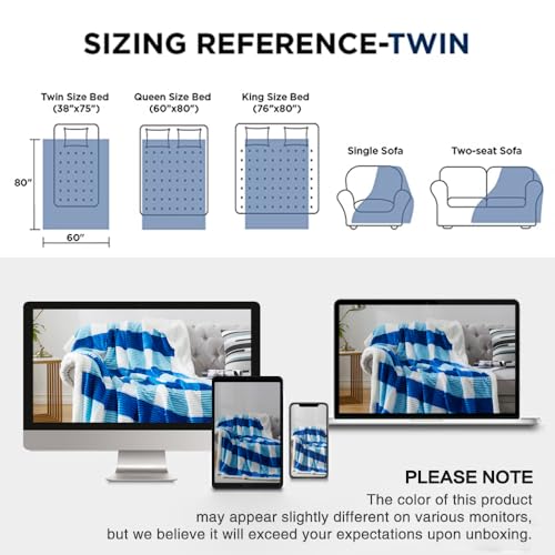 Sherpa Blanket Twin Plaid Thick Bed Blanket