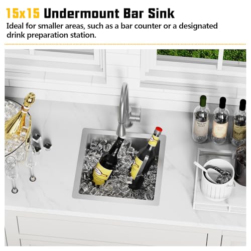 15x15In Stainless Steel Kitchen And Bar Sink